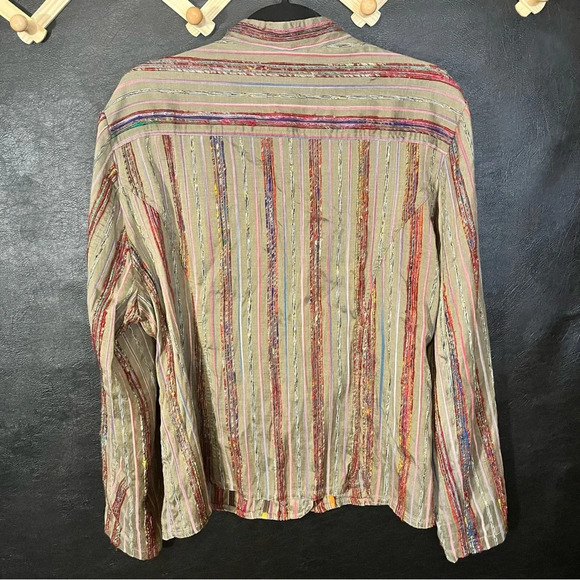 Coldwater Creek Tan/Olive Multi Color Embroidered Button Up Size XL - Picture 2 of 12
